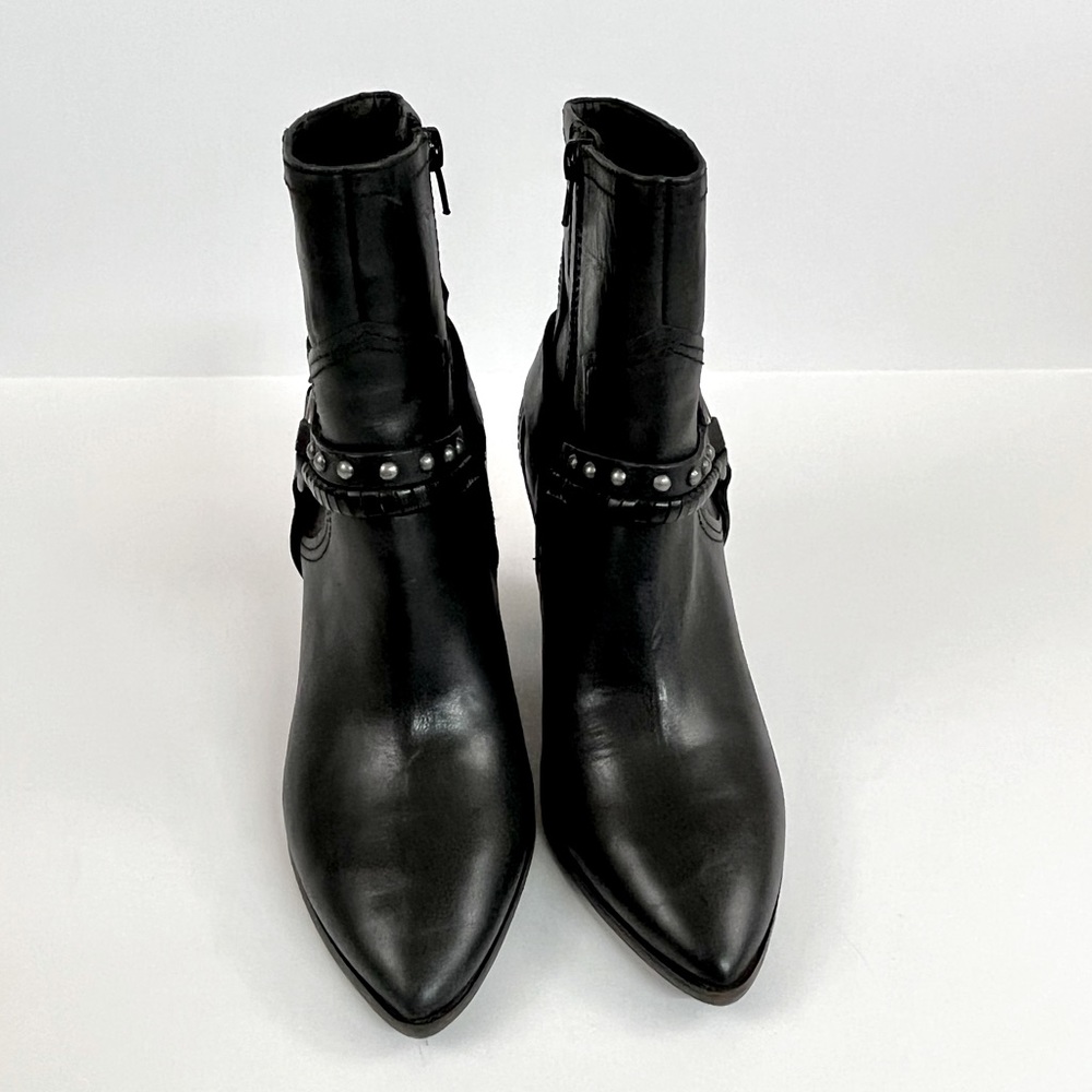 Lucky Brand Majoko Black Leather Harness Boot Heeled Bootie Women’s Size 6 - Picture 15 of 15